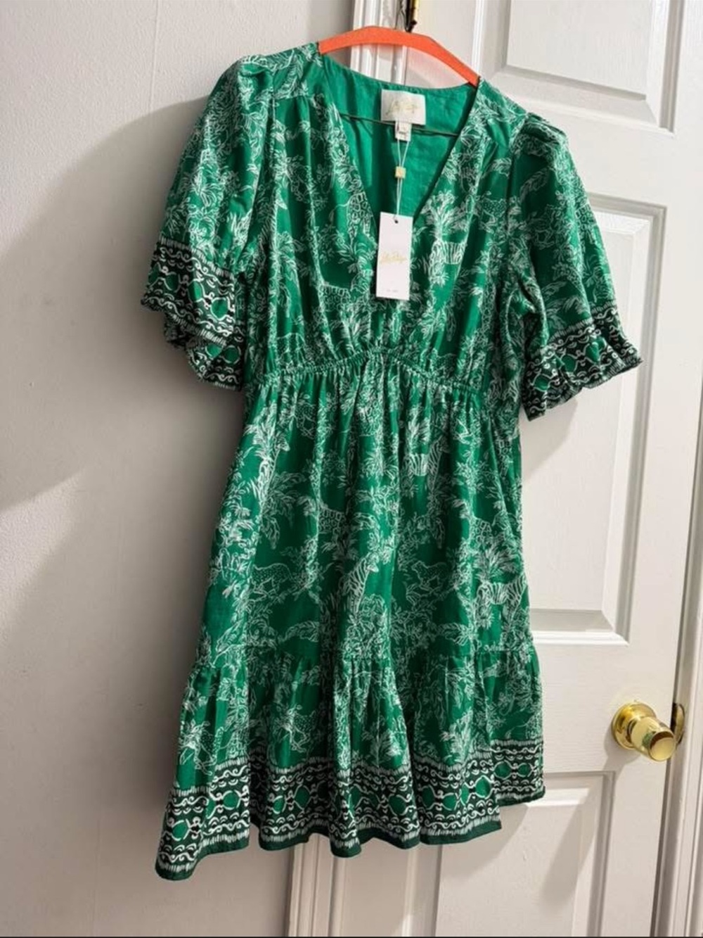 Lilly Pulitzer Green and White Floral Print Short Dress